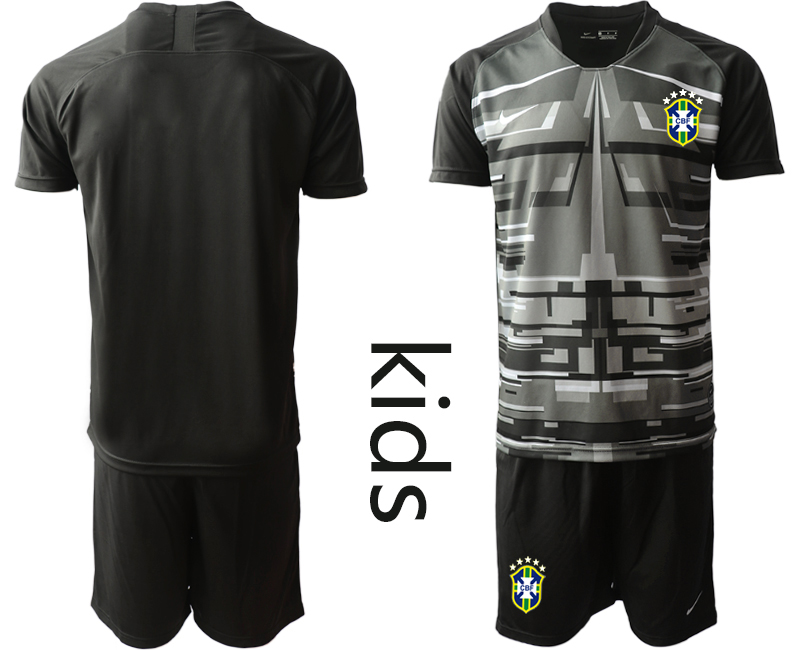 Cheap Youth 2020-2021 Season National team Brazil goalkeeper black Soccer Jersey